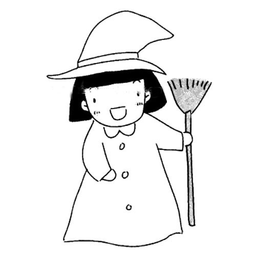 拿着扫帚的小女巫简笔画