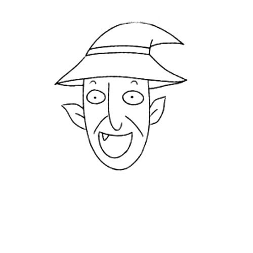 骑扫帚的老巫婆简笔画步骤