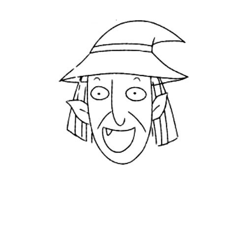 骑扫帚的老巫婆简笔画步骤