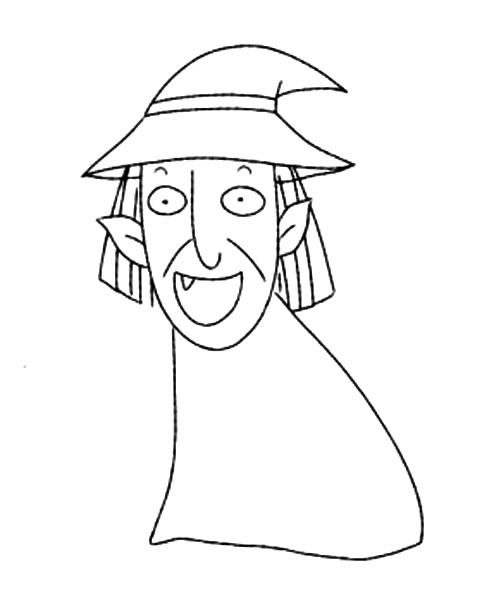 骑扫帚的老巫婆简笔画步骤