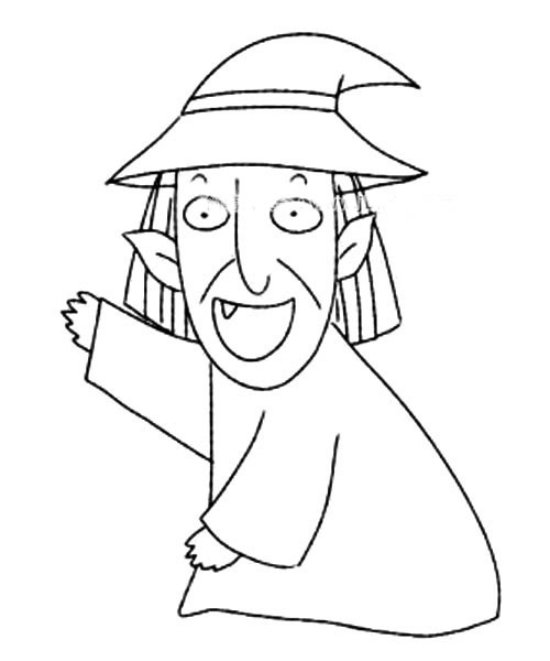 骑扫帚的老巫婆简笔画步骤