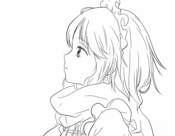 漂亮的动漫少女简笔画