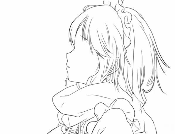 漂亮的动漫少女简笔画