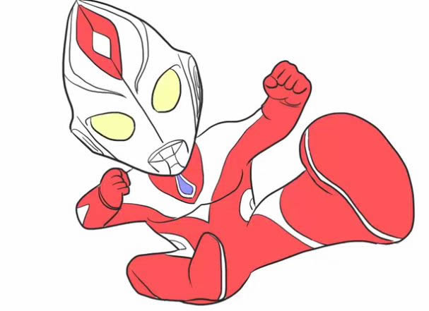 奥特曼飞踢姿势简笔画