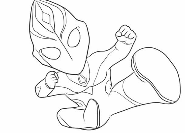奥特曼飞踢姿势简笔画
