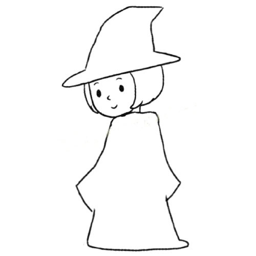 拿着笔的小魔女简笔画教程