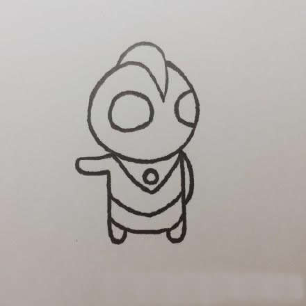 拿着怪兽气球的奥特曼简笔画