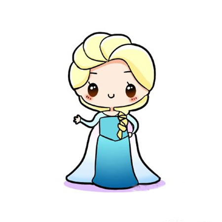 漂亮可爱的艾莎公主简笔画教程