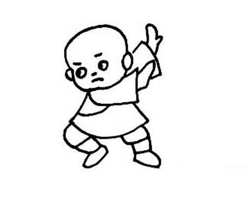 正在练武术的一休简笔画