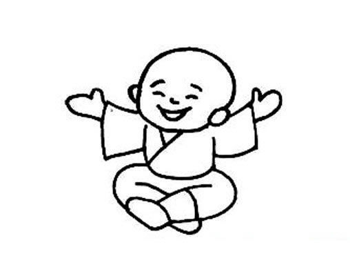 开心的一休简笔画