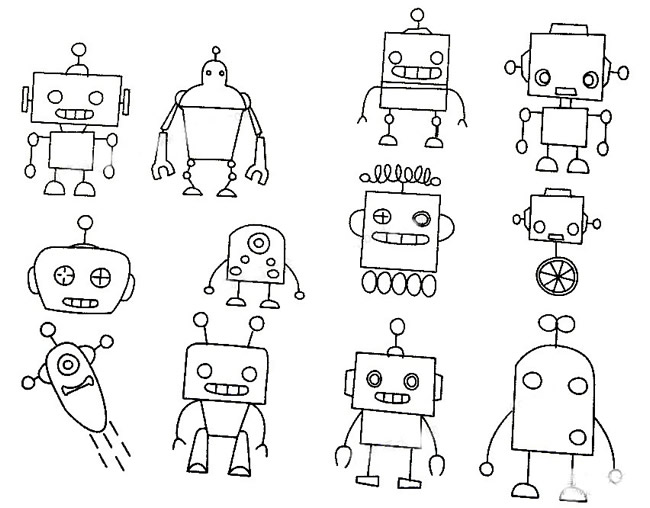 超简单的机器人简笔画教程