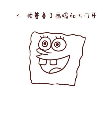 开心的海绵宝宝简笔画