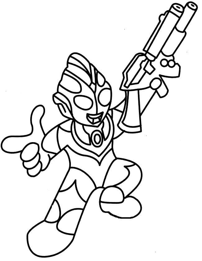 拿着枪的奥特曼简笔画