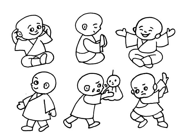 一组关于一休的简笔画大全