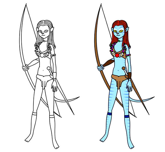 涂色的阿凡达简笔画