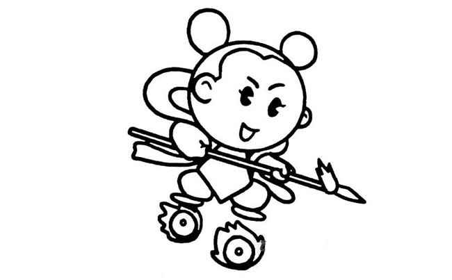 骑着风火轮的哪吒简笔画