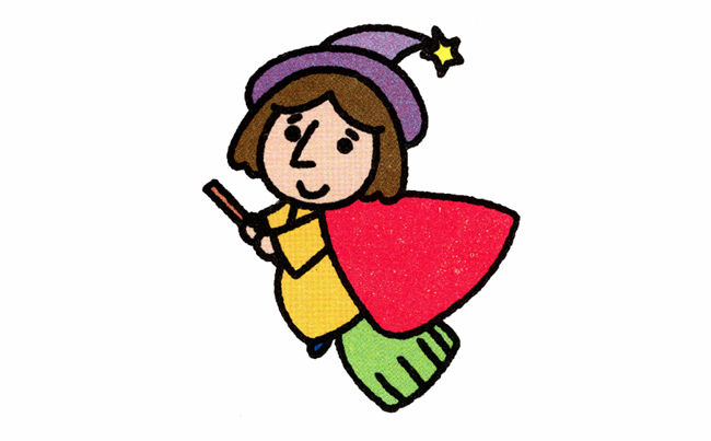 骑着扫帚的女巫简笔画教程