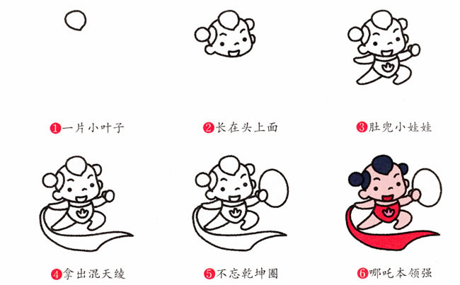 可爱的小哪吒简笔画教程