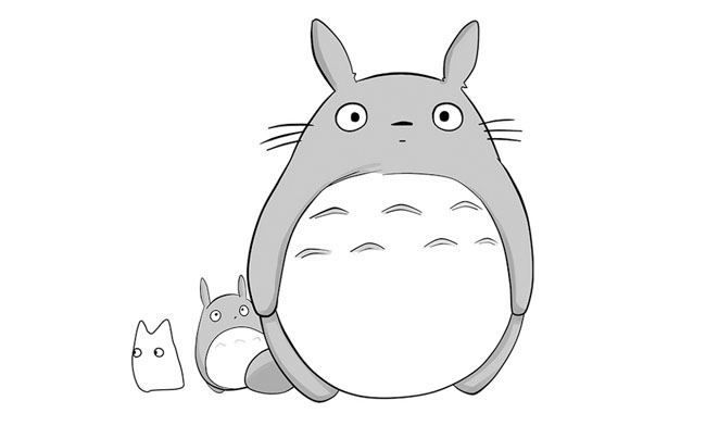 带着一群宝宝的龙猫简笔画