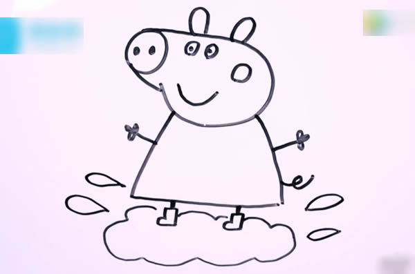 站在泥坑里的小猪佩奇简笔画