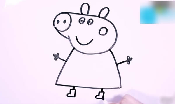 站在泥坑里的小猪佩奇简笔画