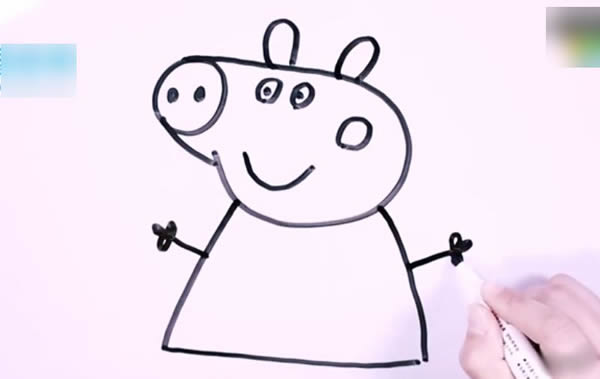 站在泥坑里的小猪佩奇简笔画
