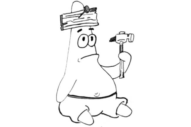 拿着钉锤的派大星简笔画