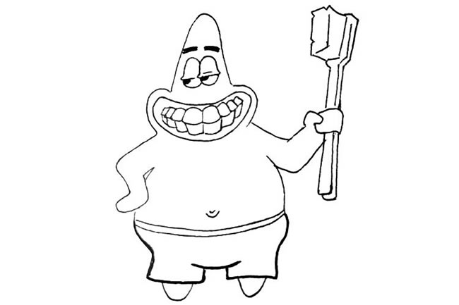 拿着牙刷的派大星简笔画