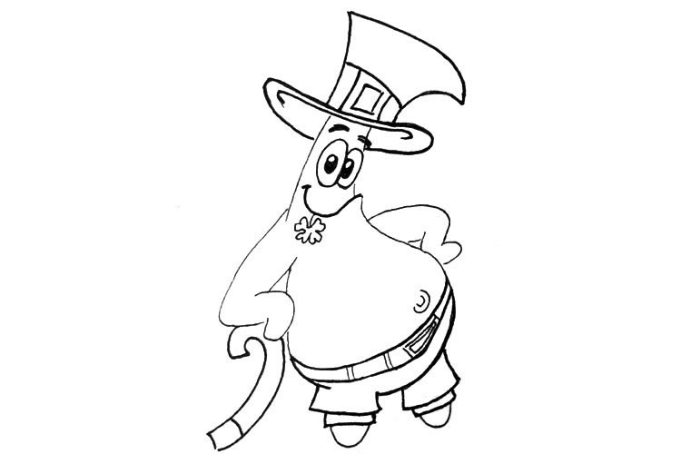 戴着帽子的派大星卡通简笔画