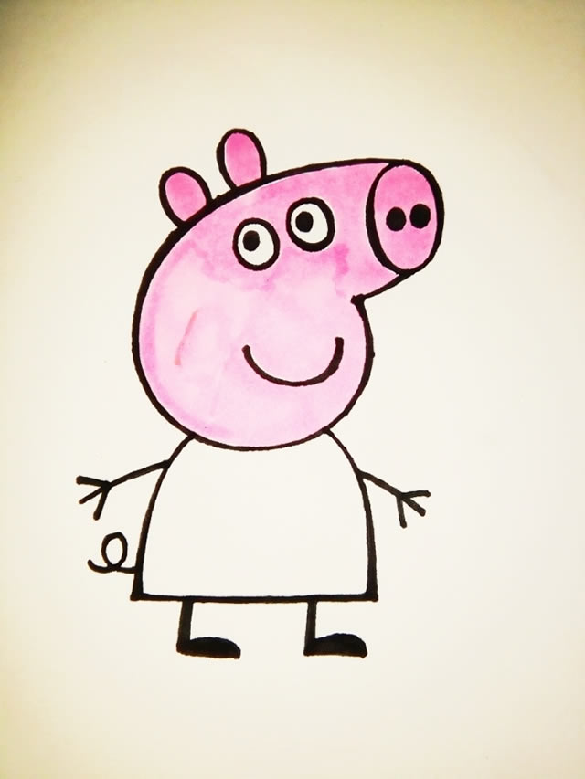 小猪佩奇怎么画 涂色的小猪佩奇简笔画