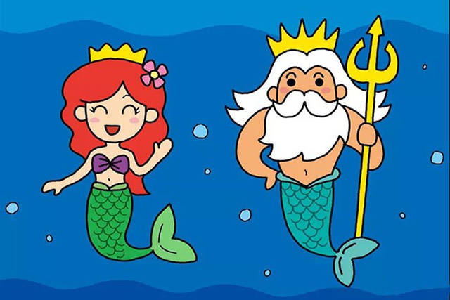 美人鱼公主和国王简笔画教程