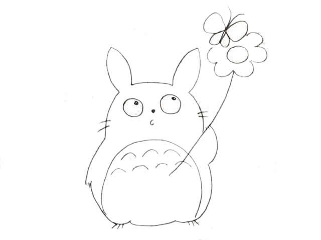 可爱呆萌龙猫简笔画步骤 可爱呆萌龙猫简笔画步骤