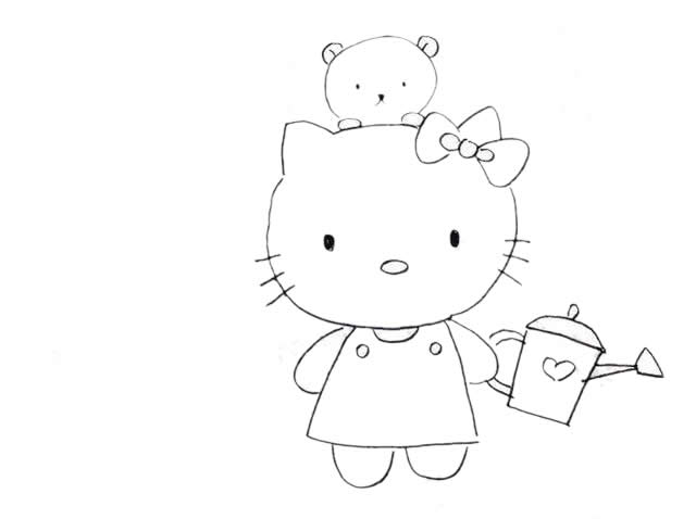 可爱的凯蒂猫简笔画步骤