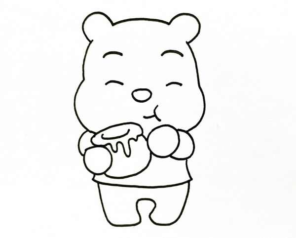 吃蜂蜜的小熊维尼简笔画画法步骤