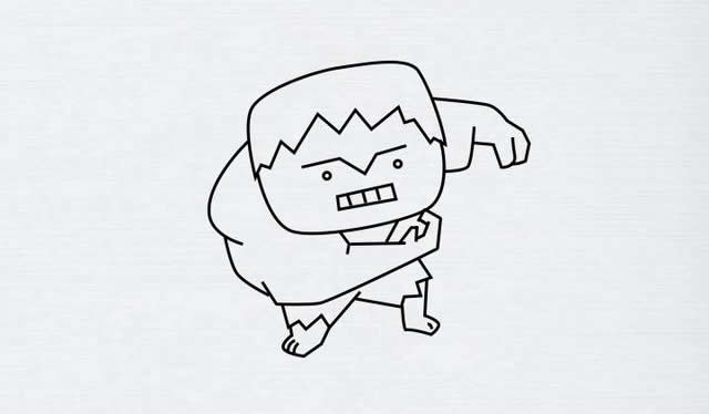 卡通版绿巨人简笔画