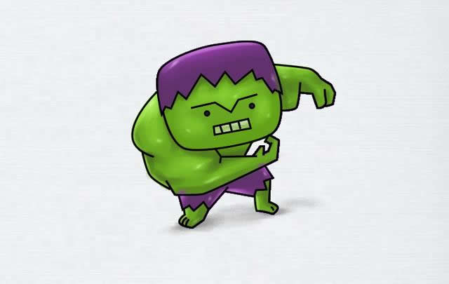 卡通版绿巨人简笔画