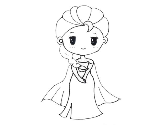 美丽的艾莎公主简单画教程