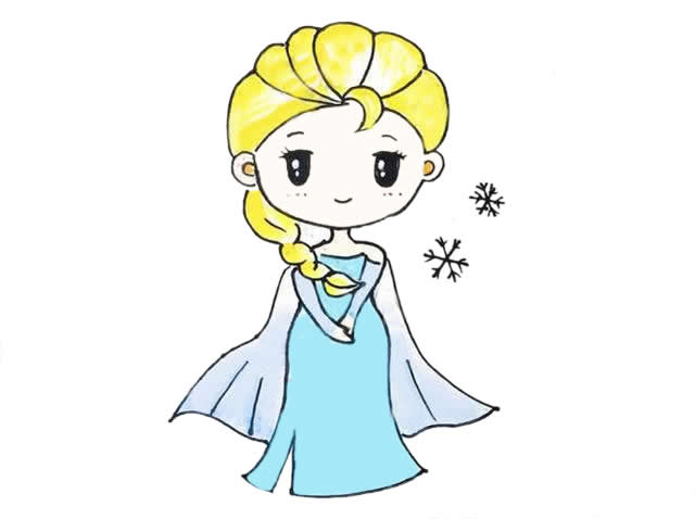 美丽的艾莎公主简单画教程