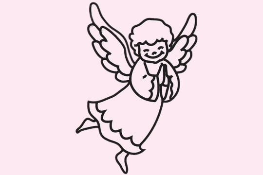 张开翅膀的天使简笔画