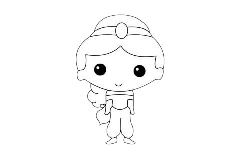 大眼睛茉莉公主简笔画