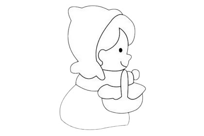 简单的小红帽儿童画