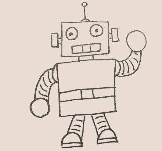 带颜色的机器人简笔画