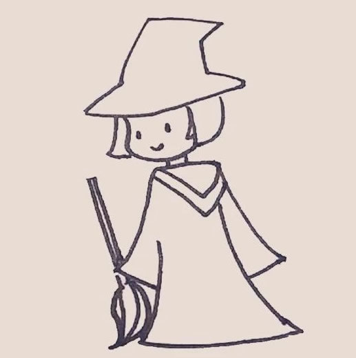 小魔女简笔画步骤