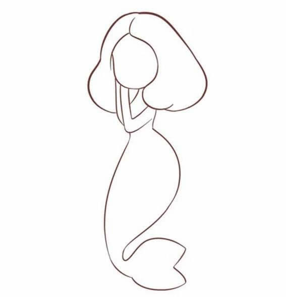 漂亮的美人鱼简笔画步骤