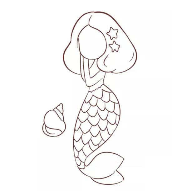 漂亮的美人鱼简笔画步骤