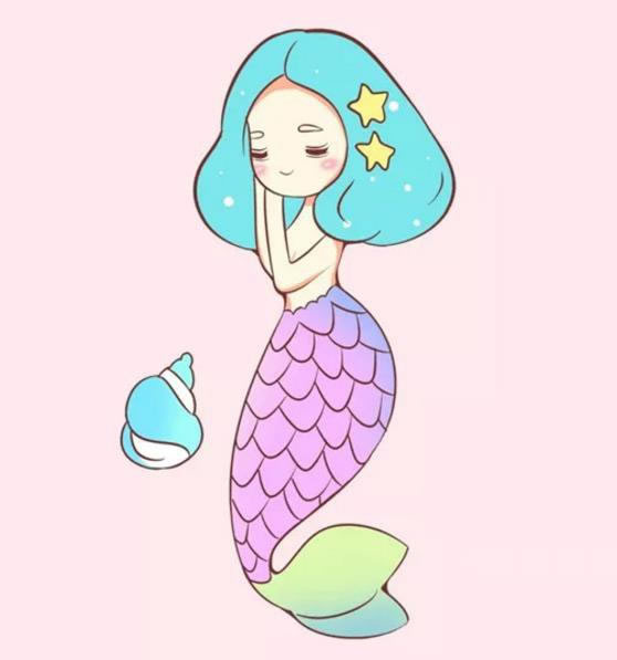 漂亮的美人鱼简笔画步骤
