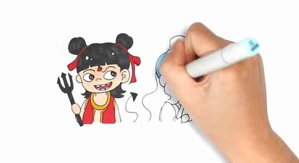 哪吒和敖丙简笔画