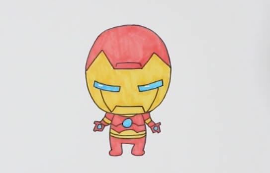 帅气的Q版钢铁侠简笔画