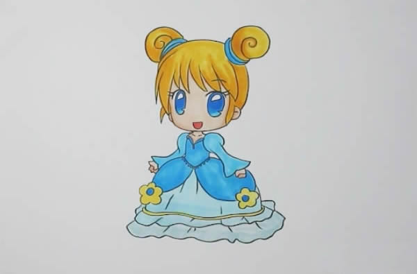 丸子头女生动漫人物简笔画