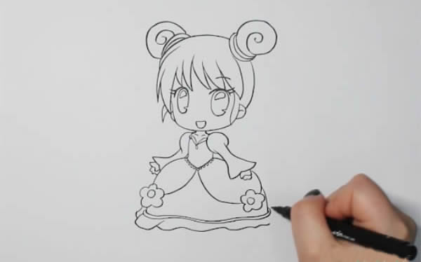 丸子头女生动漫人物简笔画